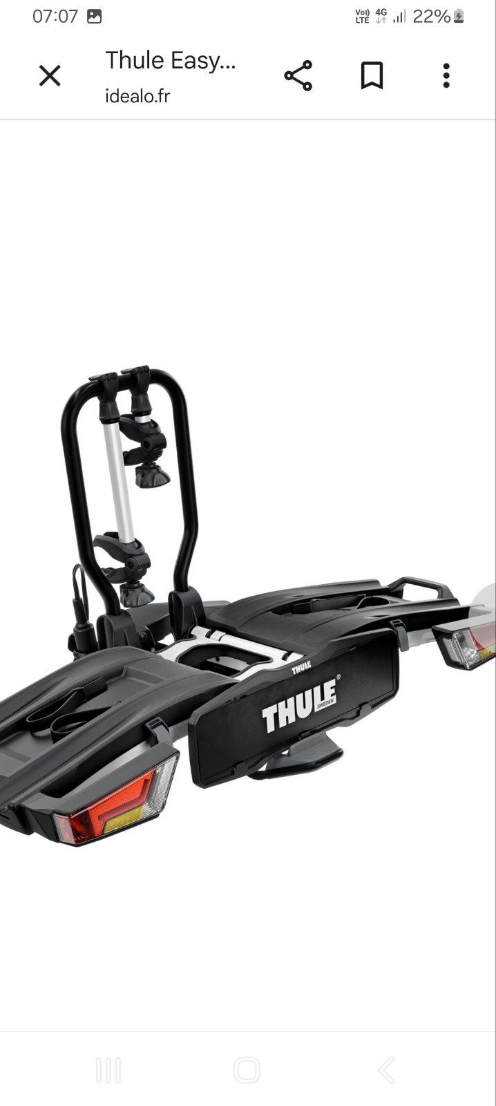 Porte-vélo Thule Xt2 933 Easyfold Black Alu.Easyfold 60kg, Neuf, Support d'attelage, Enlèvement, 2 vélos