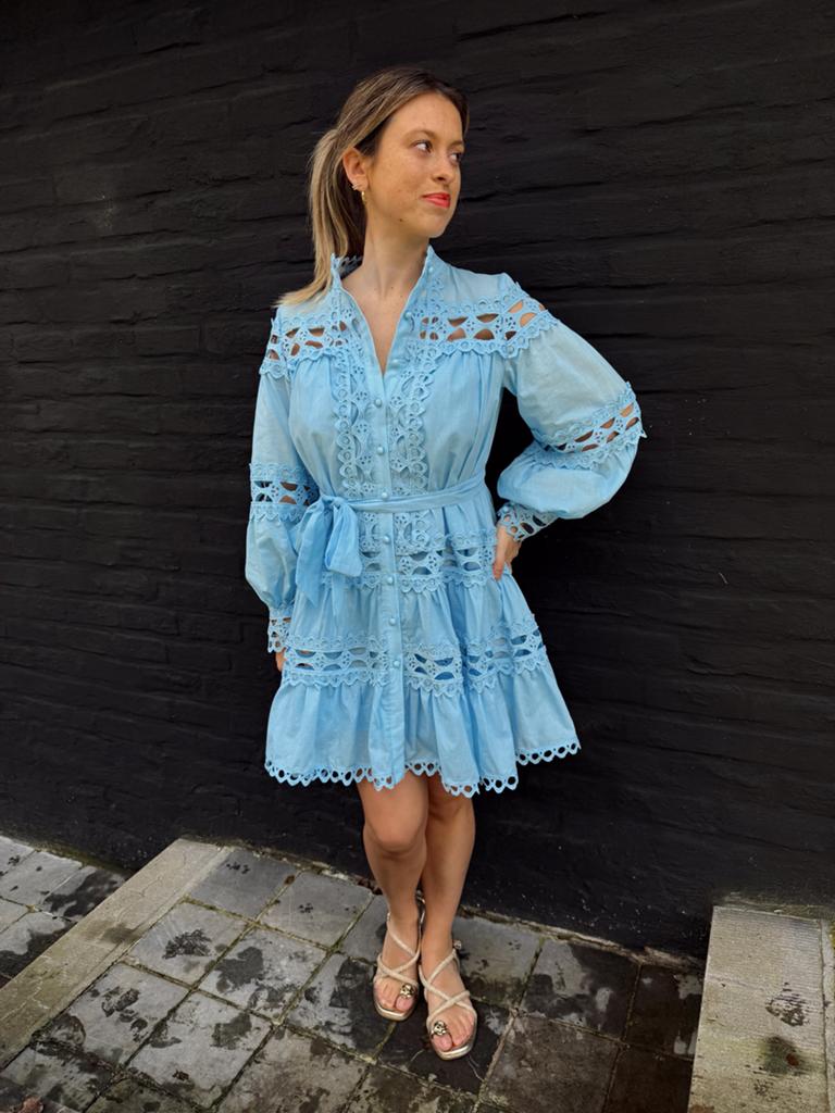 Broderie jurk Choklate Parid, Kleding | Dames, Jurken, Maat 38/40 (M), Blauw, Nieuw, Ophalen of Verzenden