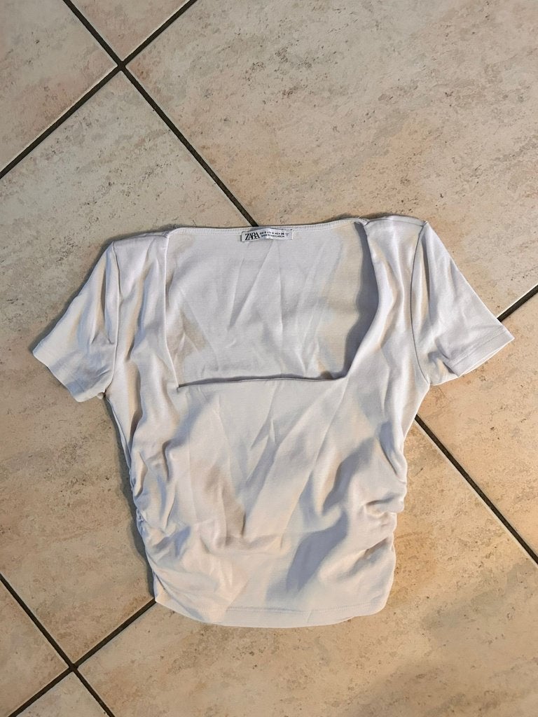 crop top Zara S, Manches courtes, Enlèvement ou Envoi, Blanc, Zara