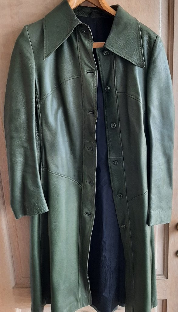 Vintage leren dames jas ALCODIN van de jaren 70 donker groen, Kleding | Dames, Ophalen of Verzenden, Gedragen, Groen, ANDERE