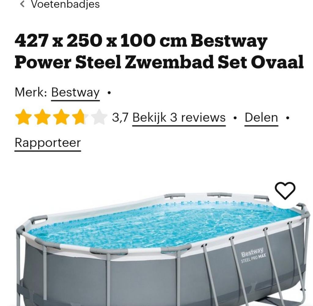 Zwembad Bestway 427x250x100, Ophalen
