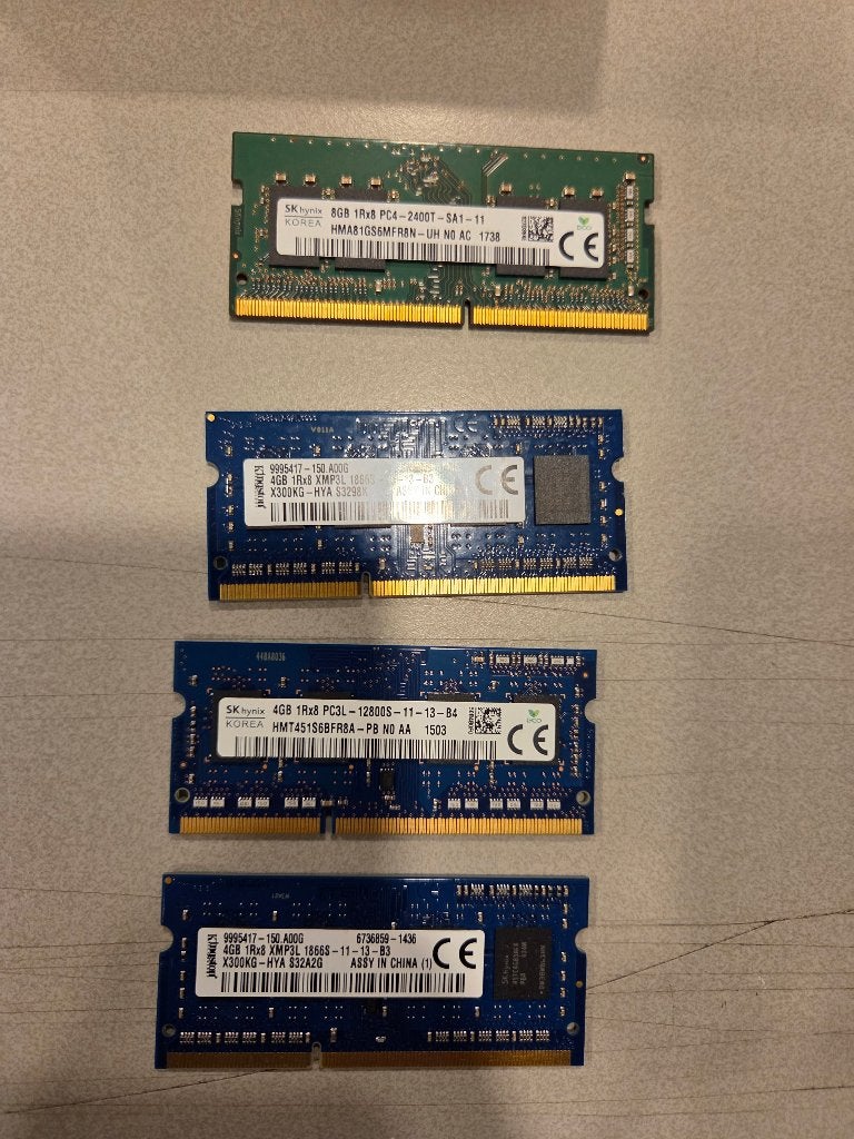 4 latjes DDR3 en DDR4 SODIMM, Ophalen of Verzenden, Zo goed als nieuw, DDR3, Laptop