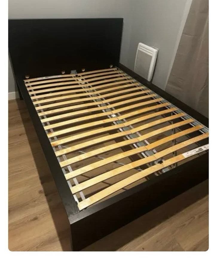 Lit IKEA MALM 140x200 noir, 140 cm, Enlèvement, Utilisé, 200 cm