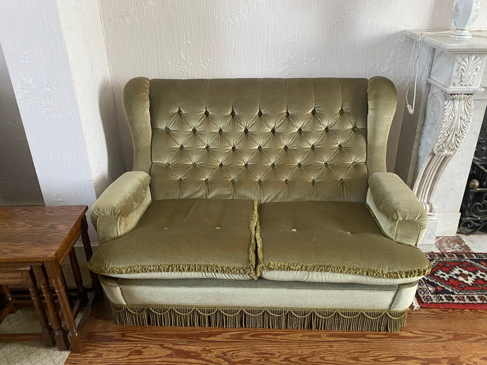 Vintage 2-zit, Huis en Inrichting, Ophalen, Tweepersoons, Zo goed als nieuw, Rechte bank
