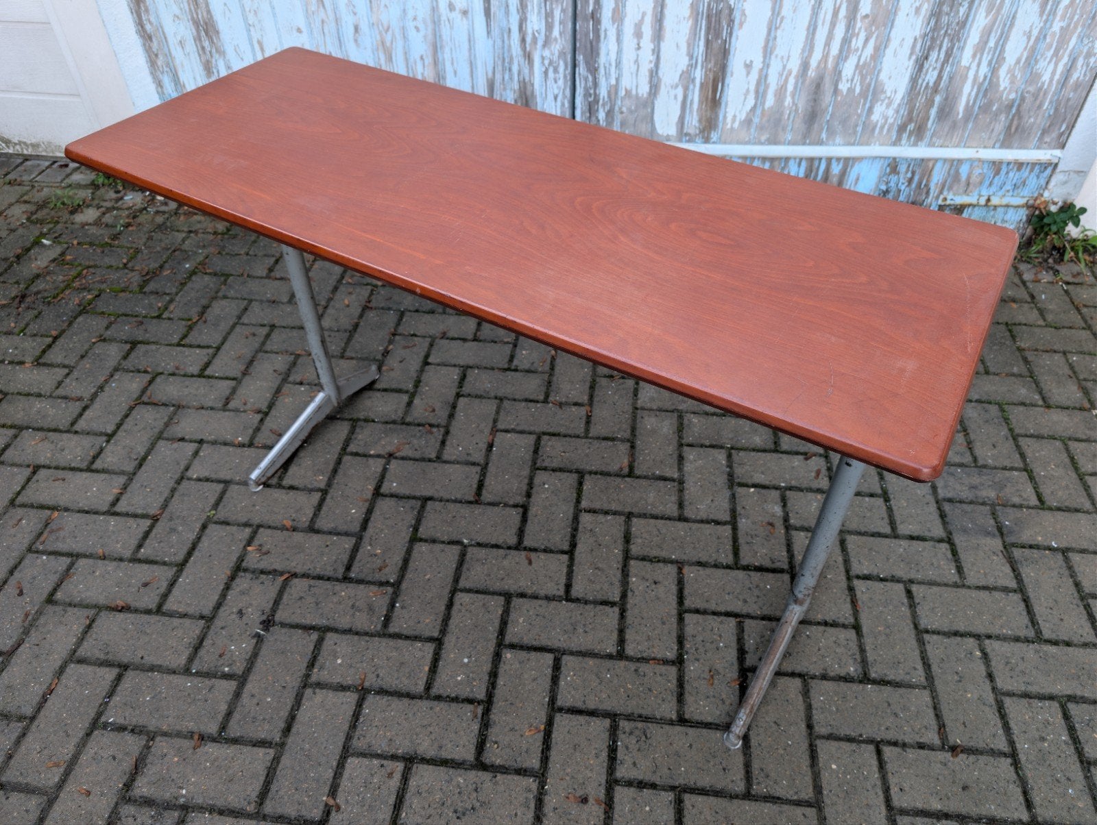 Vintage schooltafel / bureau jaren 60, industrieel, stijl Fr, Ophalen, Demontabel, Gebruikt, Metaal