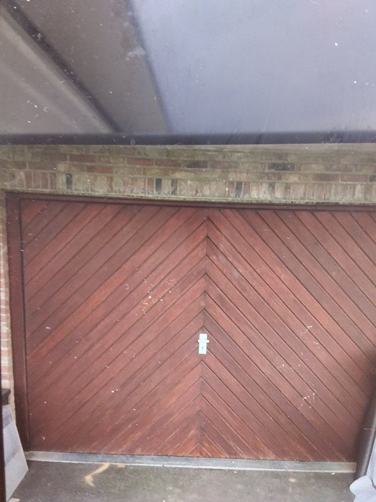 2 portes de garage en meranti, Bricolage & Construction, Enlèvement, Utilisé