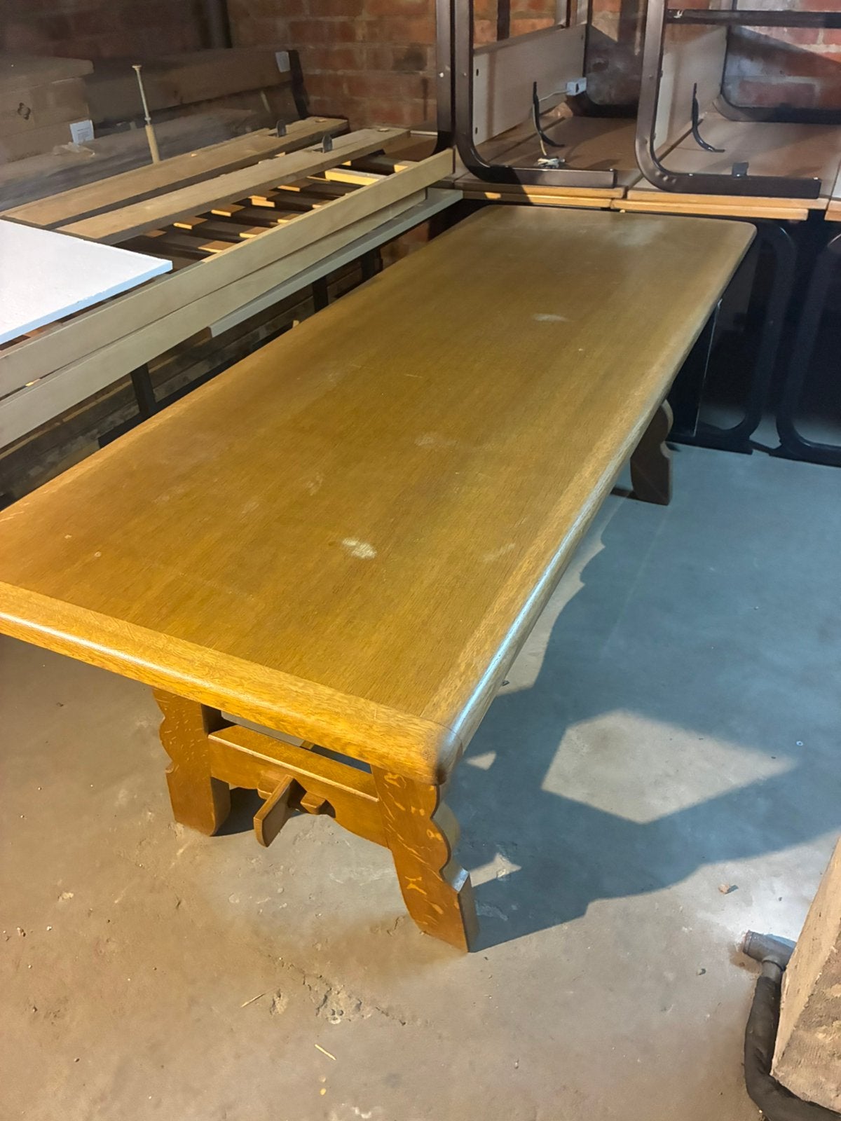 Table basse de salon en bois — couleur marron, 100 à 150 cm, Enlèvement, Utilisé, 50 à 100 cm