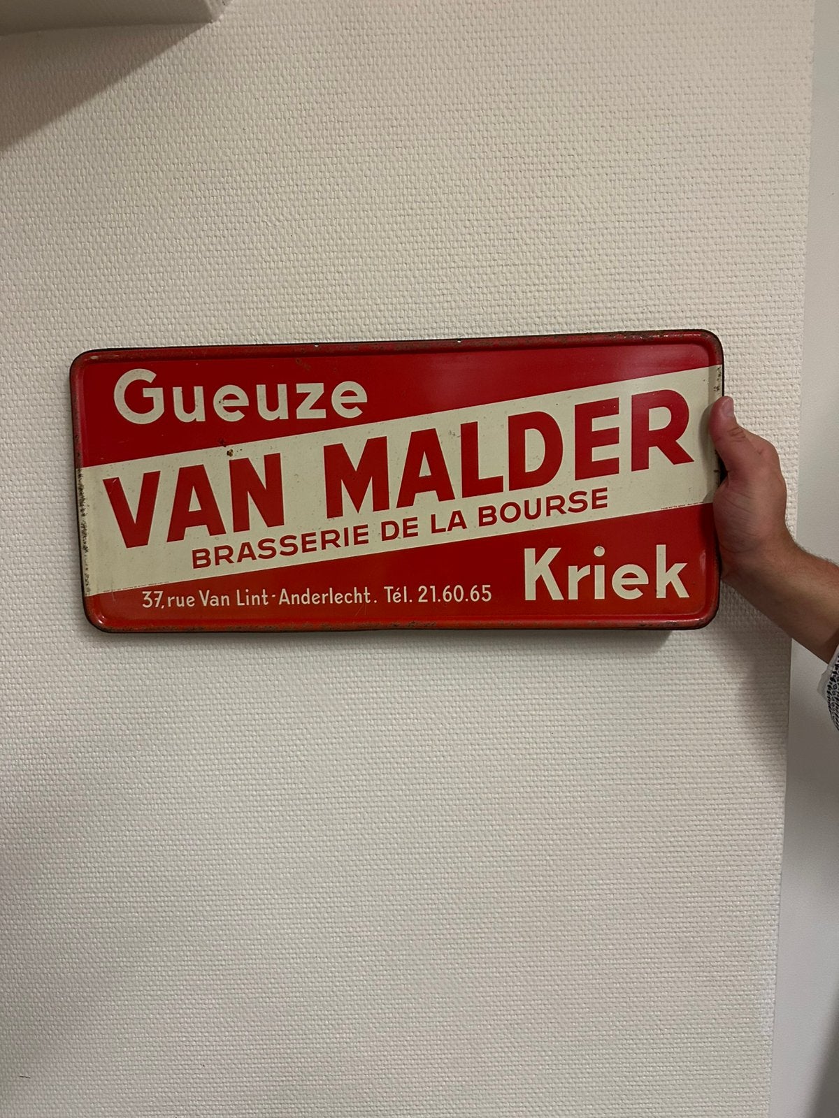 Geuze van malder kriek reclamebord, Verzamelen, Ophalen of Verzenden, Zo goed als nieuw, Reclamebord