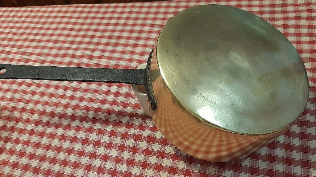 GD-koekenpan, koperen steelpan diameter: 27 cm, hoogte:11 cm, Ophalen of Verzenden, Koper