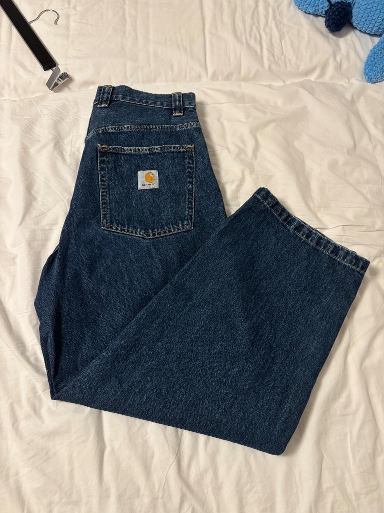 Pantalon Carrhart Brandon taille M bleu foncé délavé, Neuf, Enlèvement ou Envoi, Carhartt, Bleu