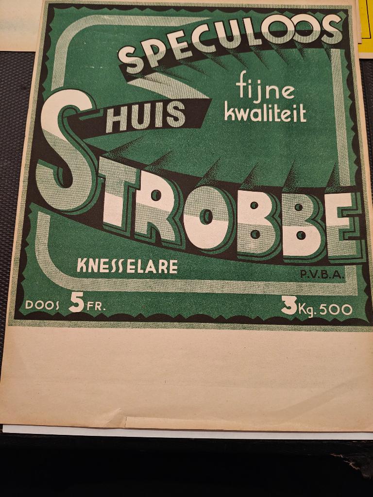Oud drukwerk Speculoos Strobbe Knesselare vintage jaren 20, Gebruikt, Ophalen of Verzenden, Voor 1940, Prent