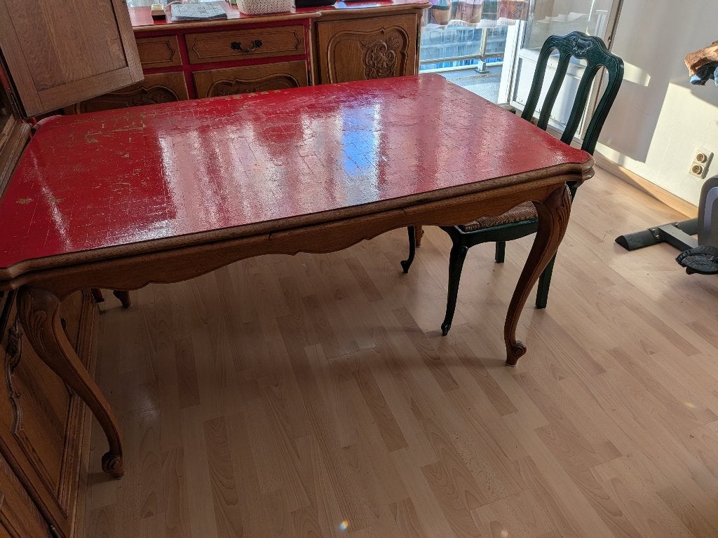Table chêne avec deux rallonges -de chaque côté,en longueur, 100 à 150 cm, Cinq personnes ou plus, Enlèvement, 50 à 100 cm