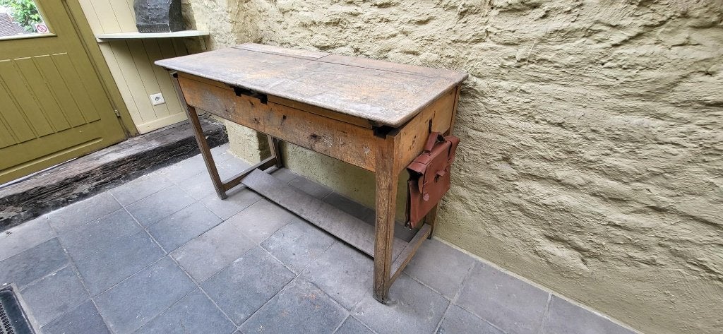 Schoolbank -  (oude houten schoolbank), Ophalen, Gebruikt, Hout, Schoolbureau