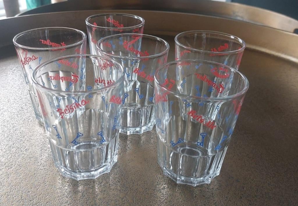 SET VAN 6 Vintage BETS limonade glazen, Verzamelen, Ophalen, Nieuw, Frisdrankglas