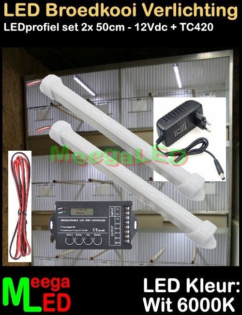 LED profiel strip TC420 SET 2x 50cm Broedkooi Kweekkooi, Animaux & Accessoires, Enlèvement ou Envoi, Neuf, Aluminium, Cage d'élevage