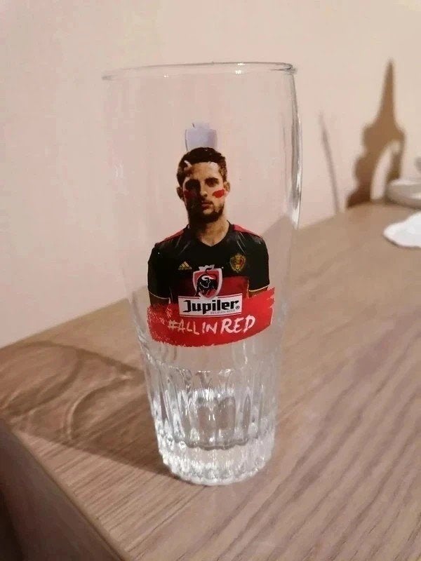 Bierglas/Jupiler/Kevin Mirallas/Rode Duivels / EK 2016, Verzamelen, Ophalen of Verzenden, Zo goed als nieuw, Bierglas