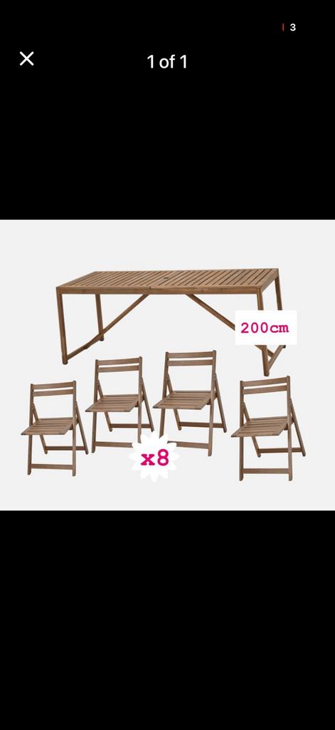 Table en bois massif 200cm + 8 chaises (à poncer et vernir), Ophalen, Gebruikt, Eettafel, 8 zitplaatsen