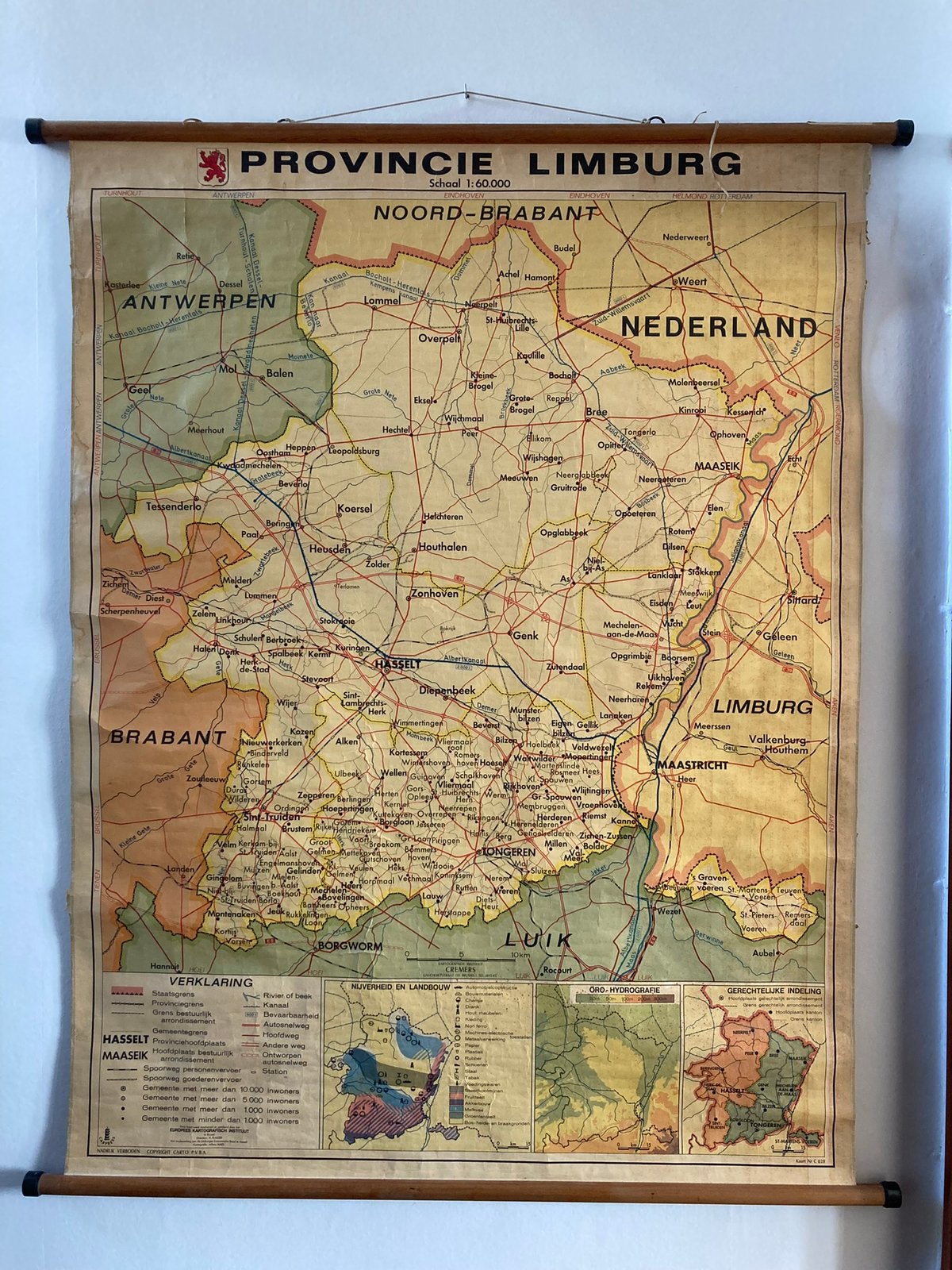 Oude kaart van Limburg te koop, Boeken, Ophalen, Gelezen, België, Landkaart