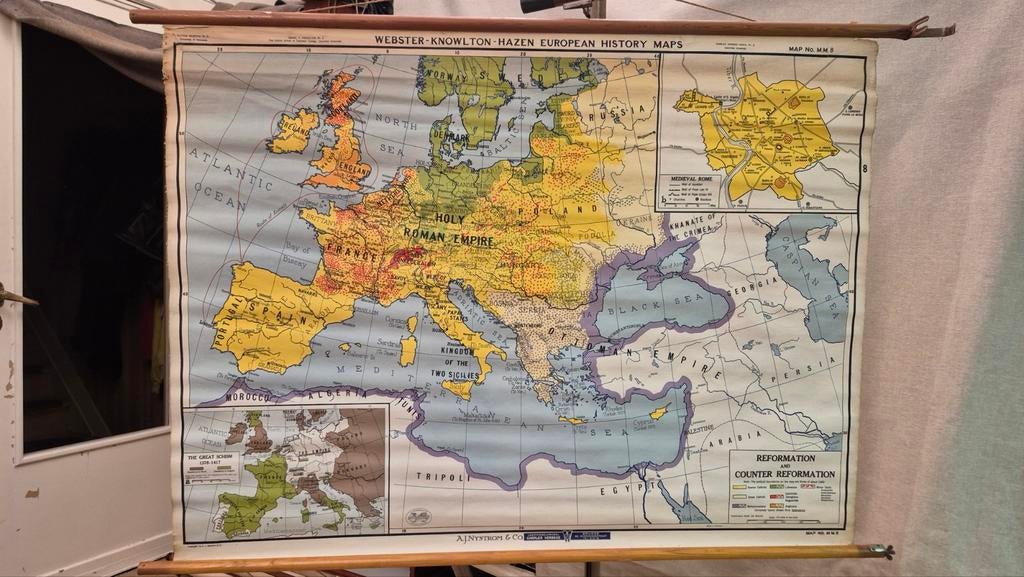 Vintage schoolkaart Verenigde Staten expansie – historische, Ophalen of Verzenden