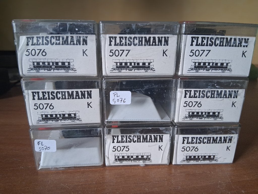 Fleischmann DB 9x rijtuigen donderbus HO, Gelijkstroom, Fleischmann, Wagon, Ophalen of Verzenden