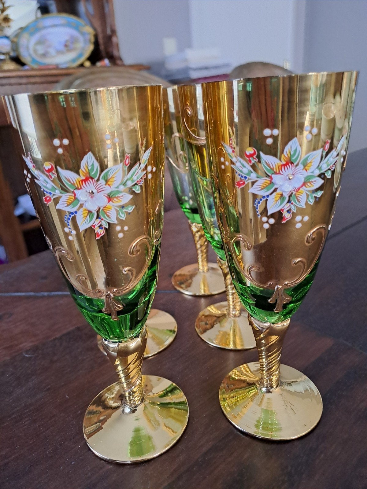 murano glas 14kt goud smaragdgroen, Ophalen