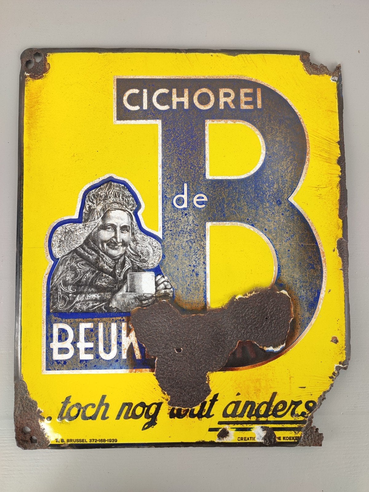Emaille bord cichorei De Beukelaar, Panneau publicitaire, Enlèvement ou Envoi, ., .