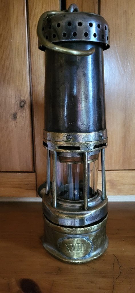 Rare Lampe de mine de Porion Winterslag Puits N°1 / XVIII, Antiek en Kunst, Antiek | Verlichting, Ophalen of Verzenden