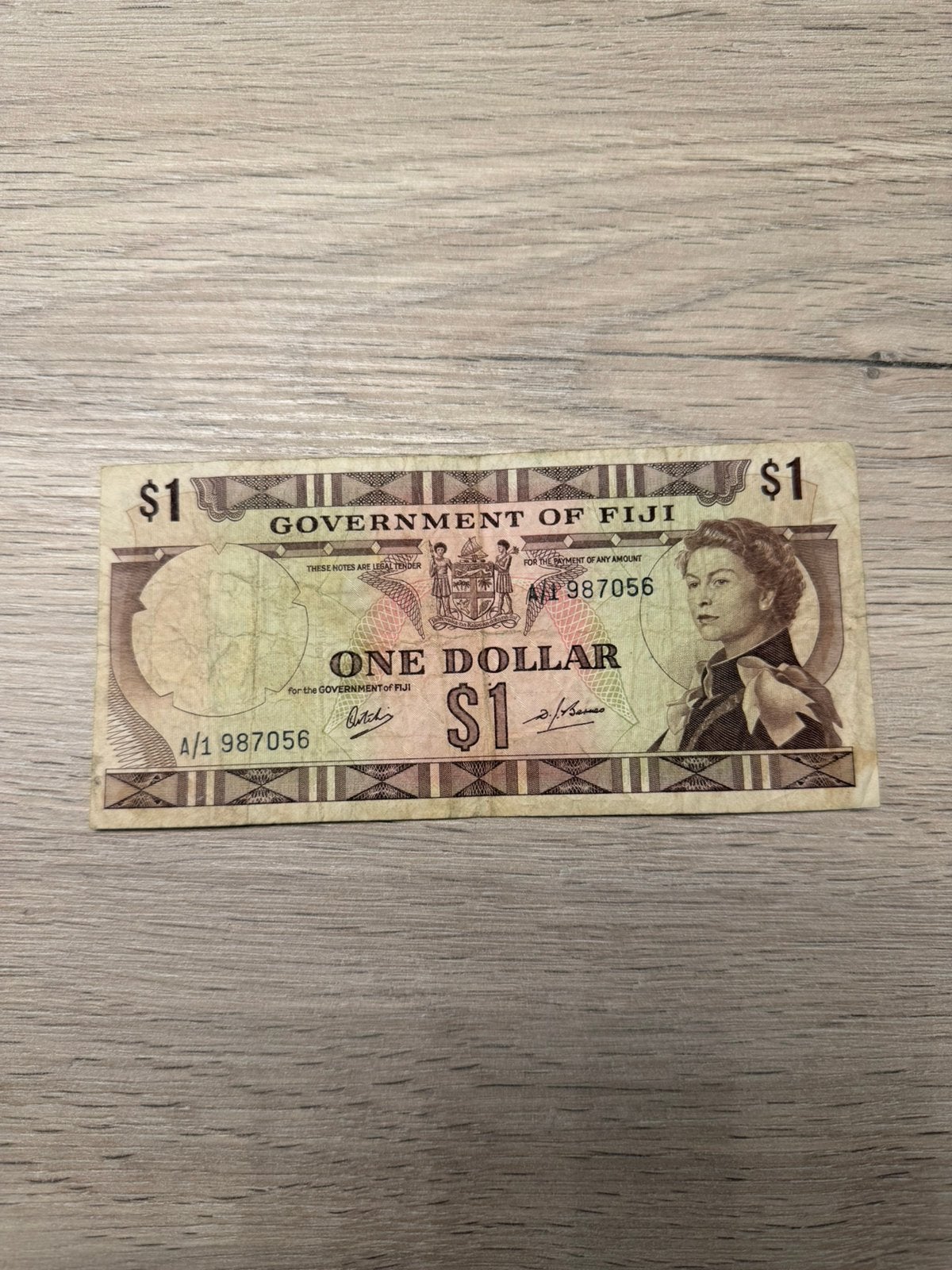 Fiji 1 dollar 1969 zeldzame serie!, Postzegels en Munten, Bankbiljetten | Europa | Niet-Eurobiljetten, Ophalen of Verzenden