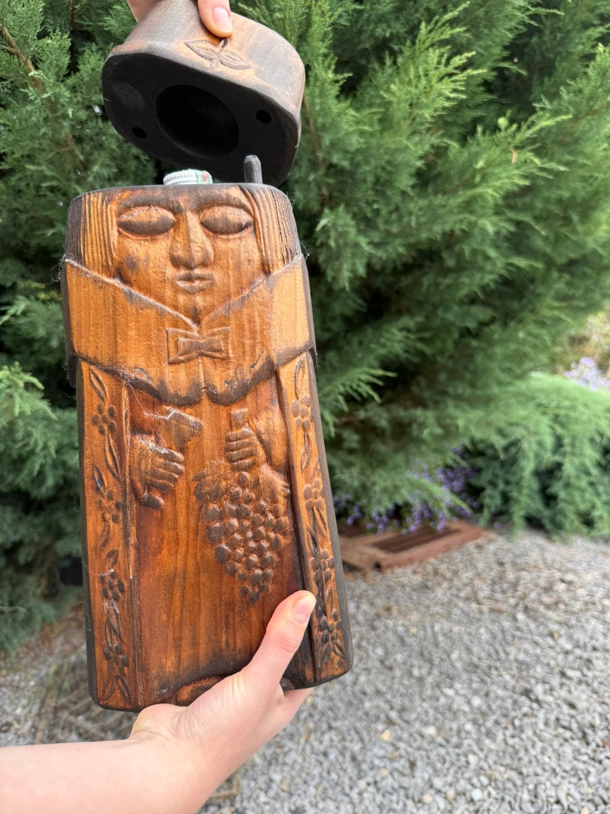 Boîte décorative sculptée en bois vintage, Autres styles, Bois, Brun, Religion