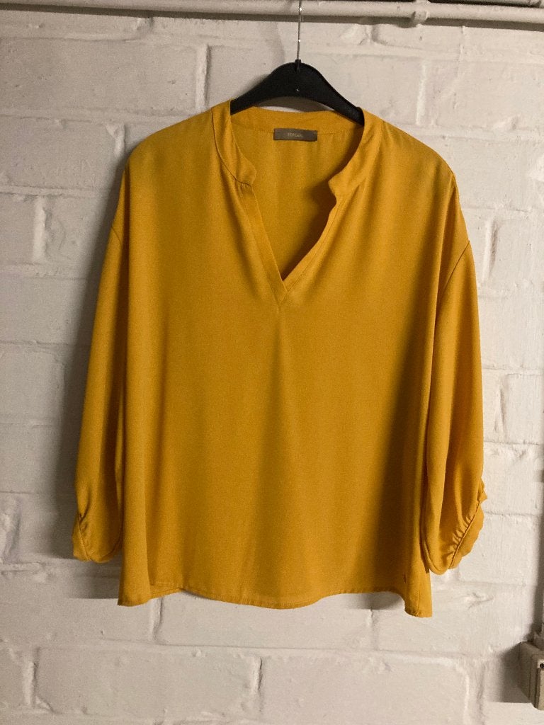 Oker bloes met 3/4 mouw, Fly Girl, maat 38 (valt ruim), Kleding | Dames, Maat 38/40 (M), Fly Girl, Meerkleurig, Ophalen of Verzenden