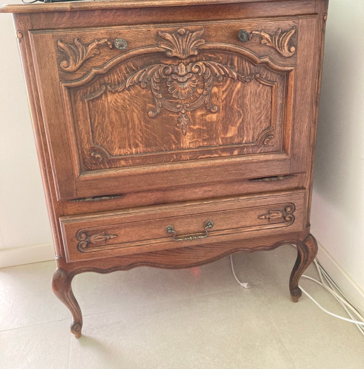 Meuble de bar en chêne Style Louis XV vintage des années 70, Enlèvement, Comme neuf