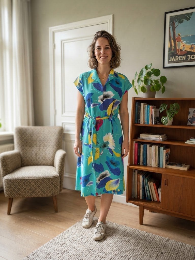 vintage kleurrijke jurk, Kleding | Dames, Vintage ., Verzenden, Zo goed als nieuw