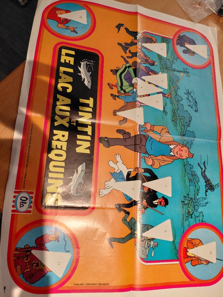 Tintin lac aux requins ola cornetto, Enlèvement ou Envoi, Tintin, Comme neuf, Image, Affiche ou Autocollant