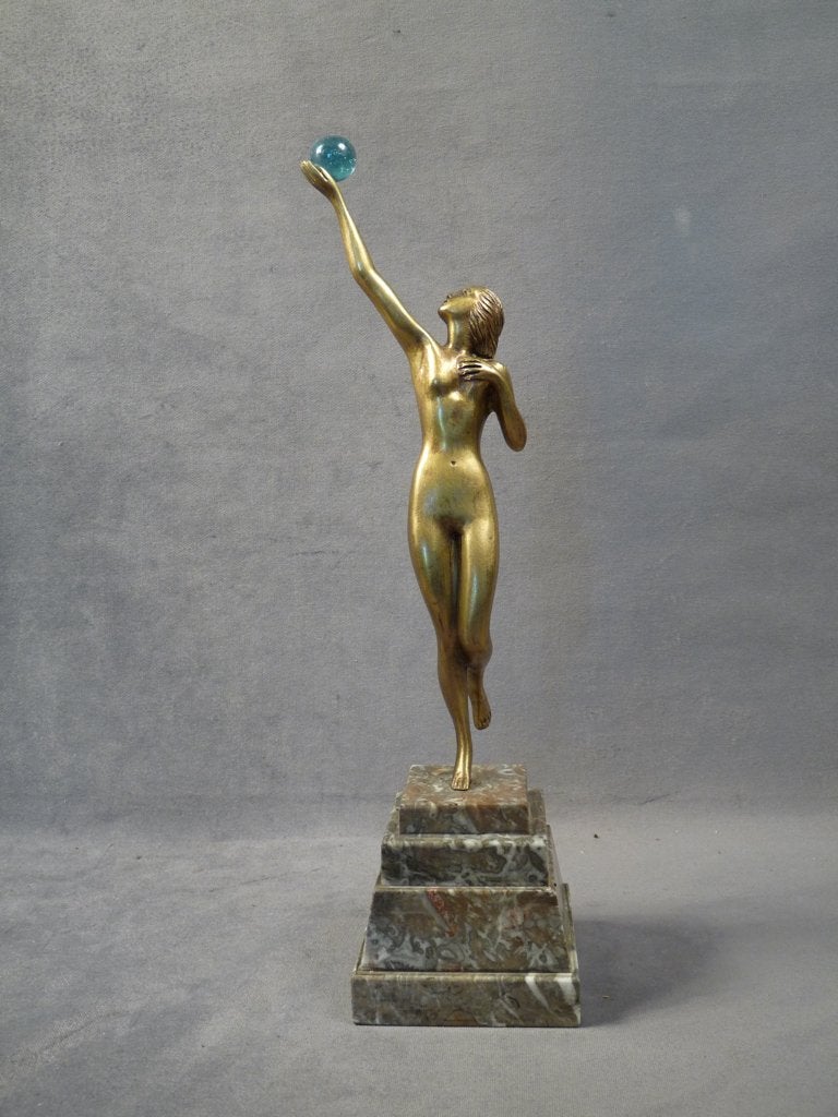 Art deco naaktbeeldje naar Fayral. Brons, Enlèvement ou Envoi, Bronze