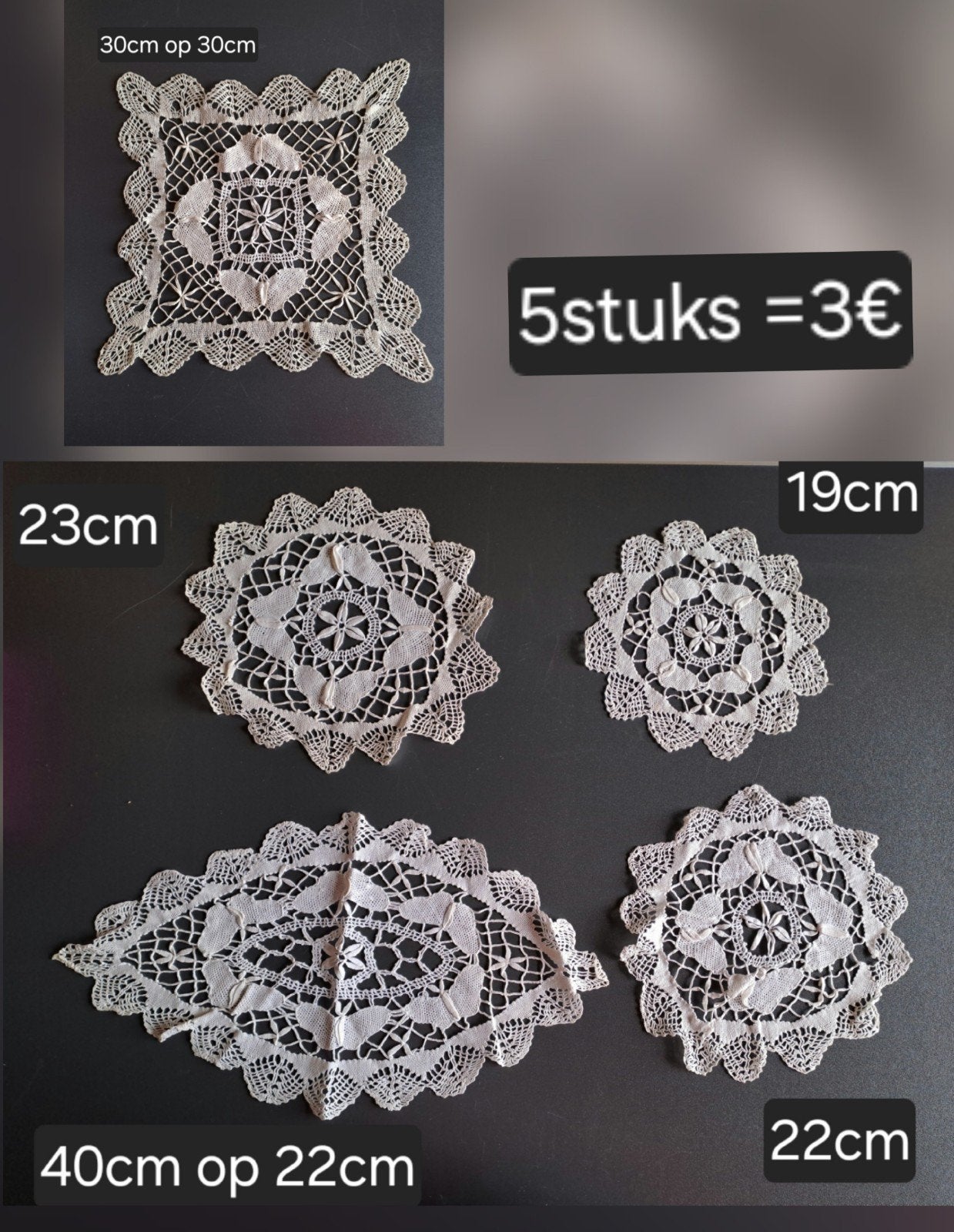 tafelkleedjes 5stuks voor 3€, Hobby en Vrije tijd, Ophalen of Verzenden