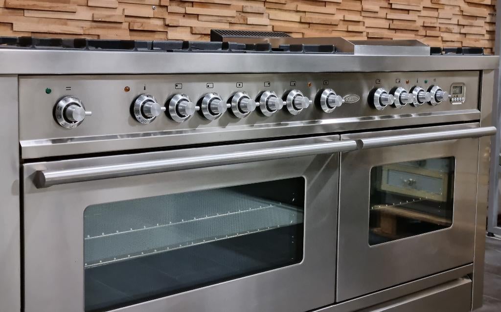 🔥Luxe Fornuis Boretti 150cm rvs 8 pits Frytop 2 ovens, Gaz, Classe énergétique A ou plus économe, Comme neuf, Enlèvement
