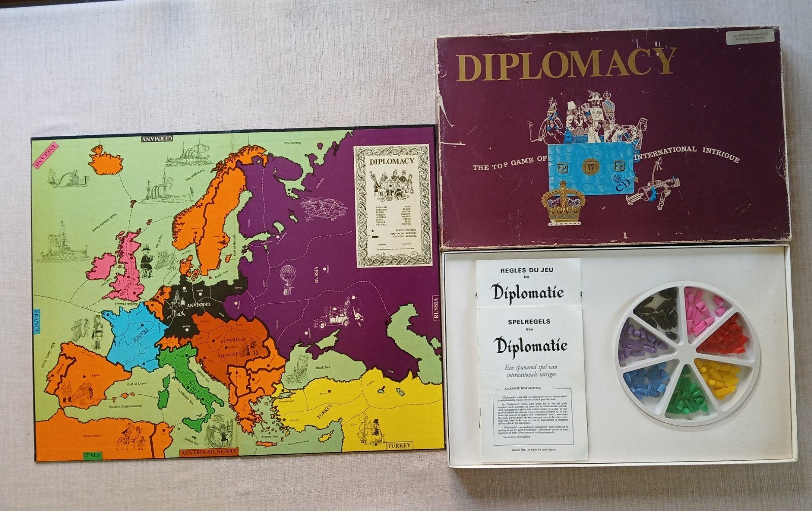 Diplomatie - top spel van internationale intrige, Ophalen of Verzenden, Zo goed als nieuw, The Avalon Hill Game Company