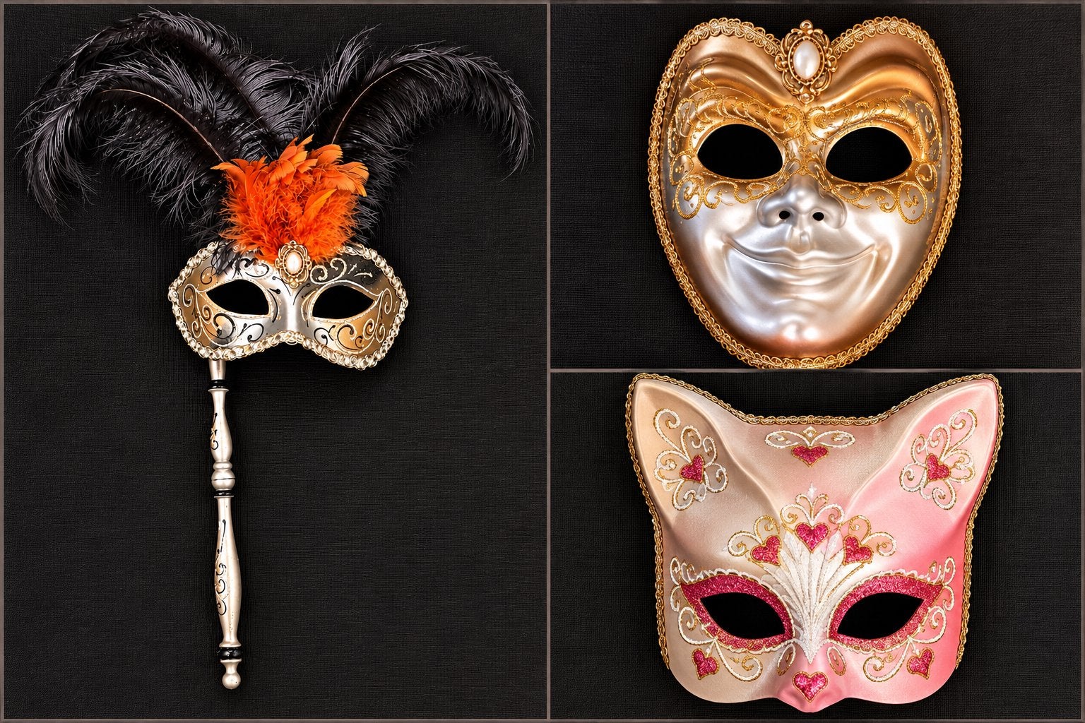 3 Venetiaanse carnavalsmaskers – waaronder Laguna, Ophalen of Verzenden, Zo goed als nieuw