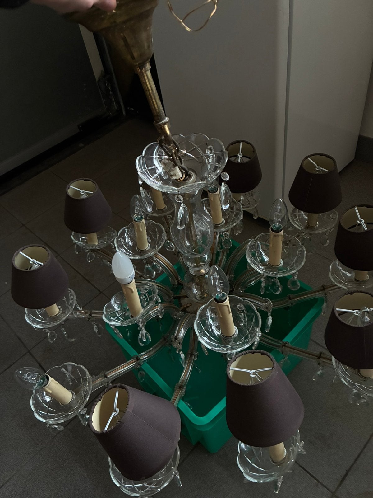 Kroonluchter, Enlèvement, Comme neuf, Verre, Autiek