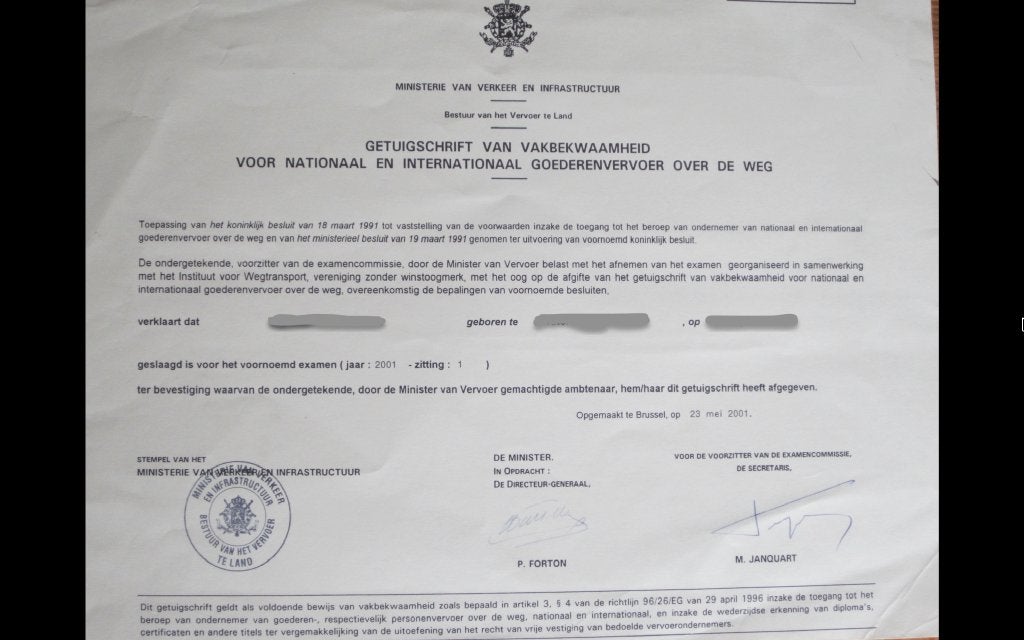 VERVOERSVERGUNNING, Offres d'emploi