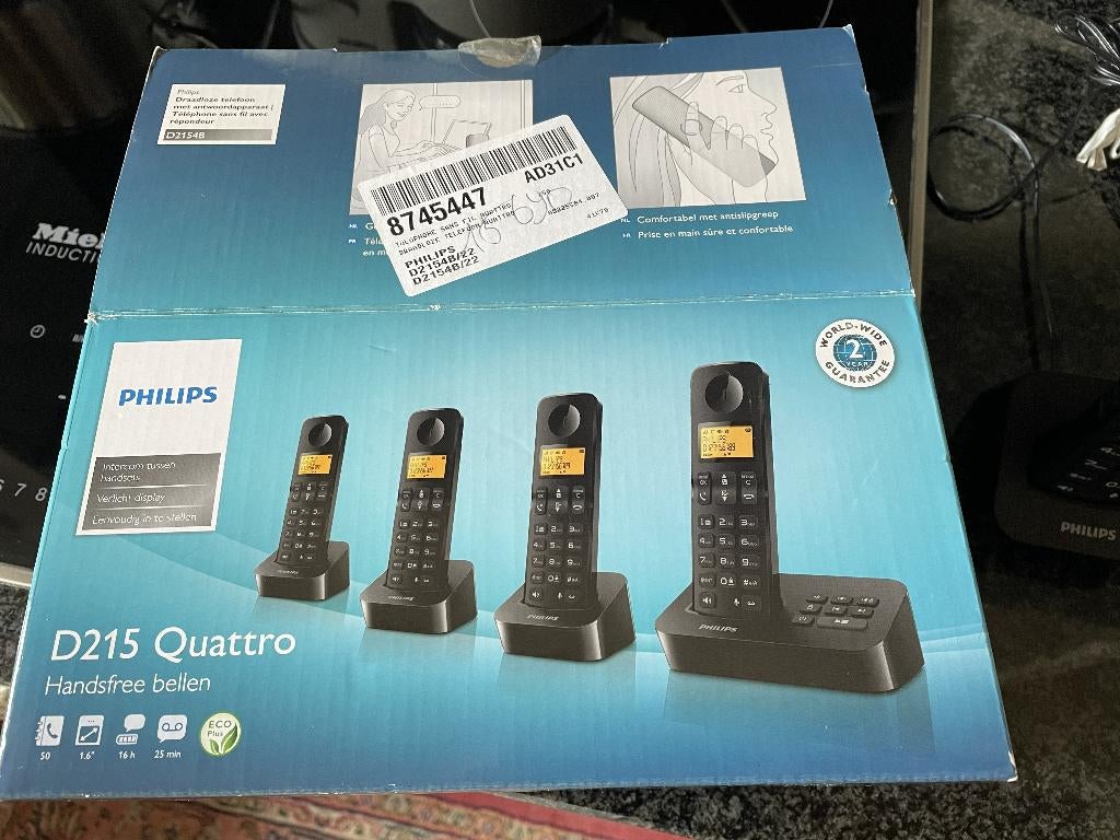 Philips draadloze tel. 4 st., Ophalen, Zo goed als nieuw, 4 handsets of meer