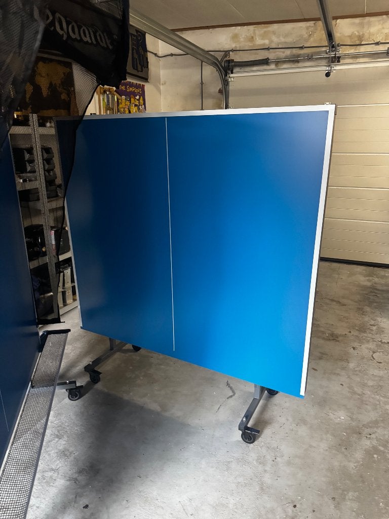 Pingpongtafel+robot+opvangnet, Sport en Fitness, Tafeltennis, Ophalen, Zo goed als nieuw, Tafel Outdoor, Inklapbaar