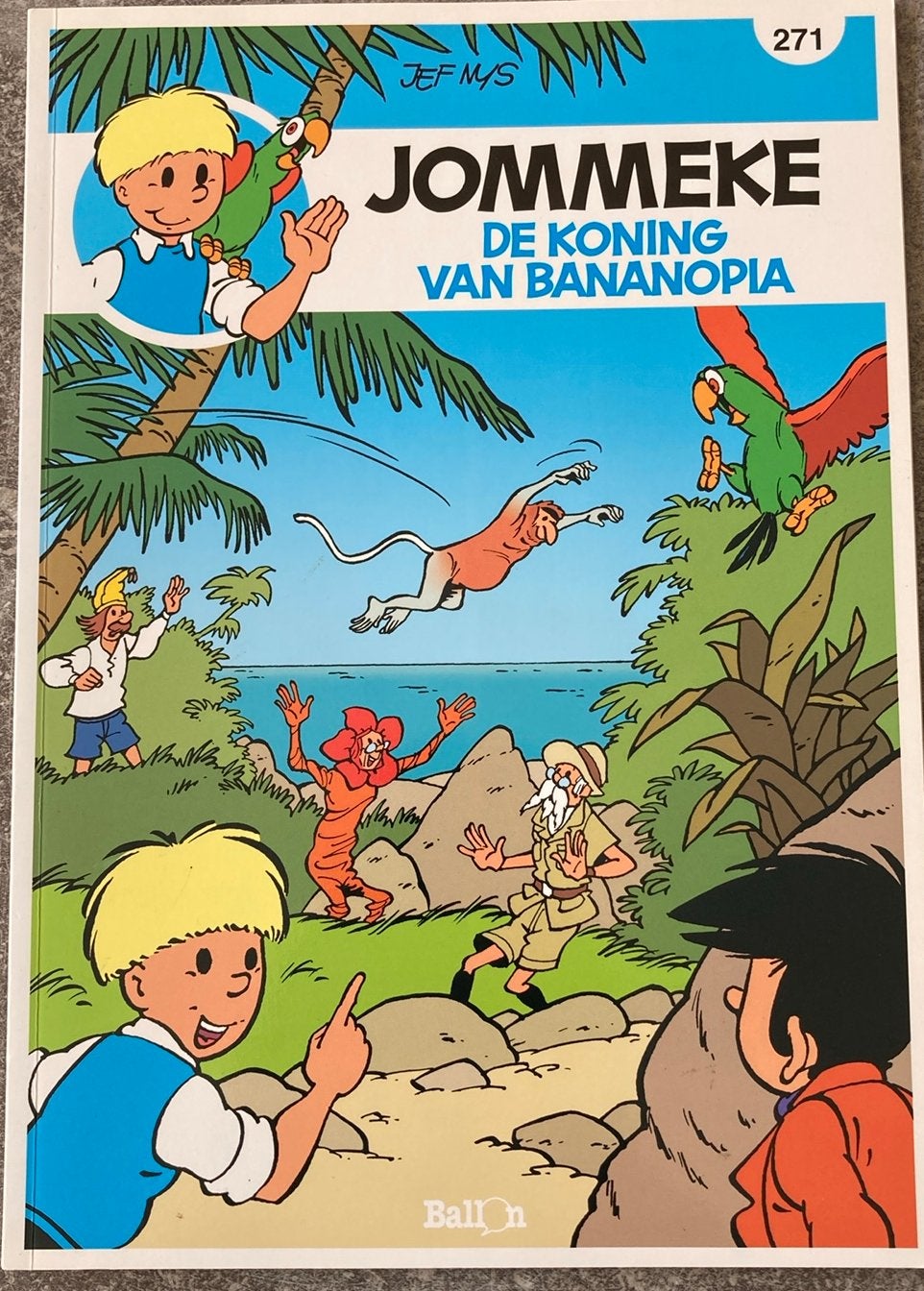 Jommeke strip De koning van Bananopia 271 eerste druk, Enlèvement, Comme neuf