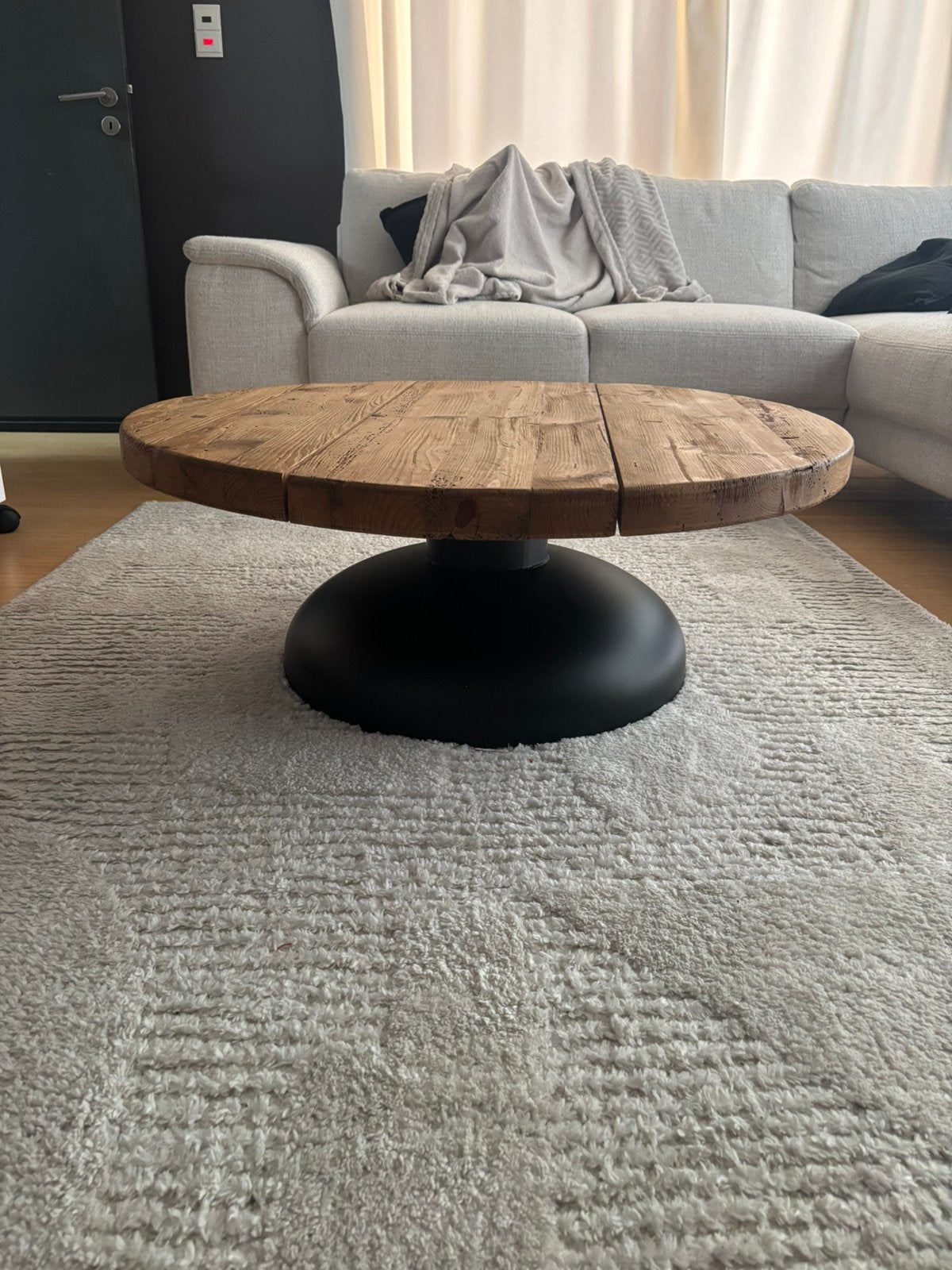 Table de salon en bois et support metallique, Enlèvement, Comme neuf