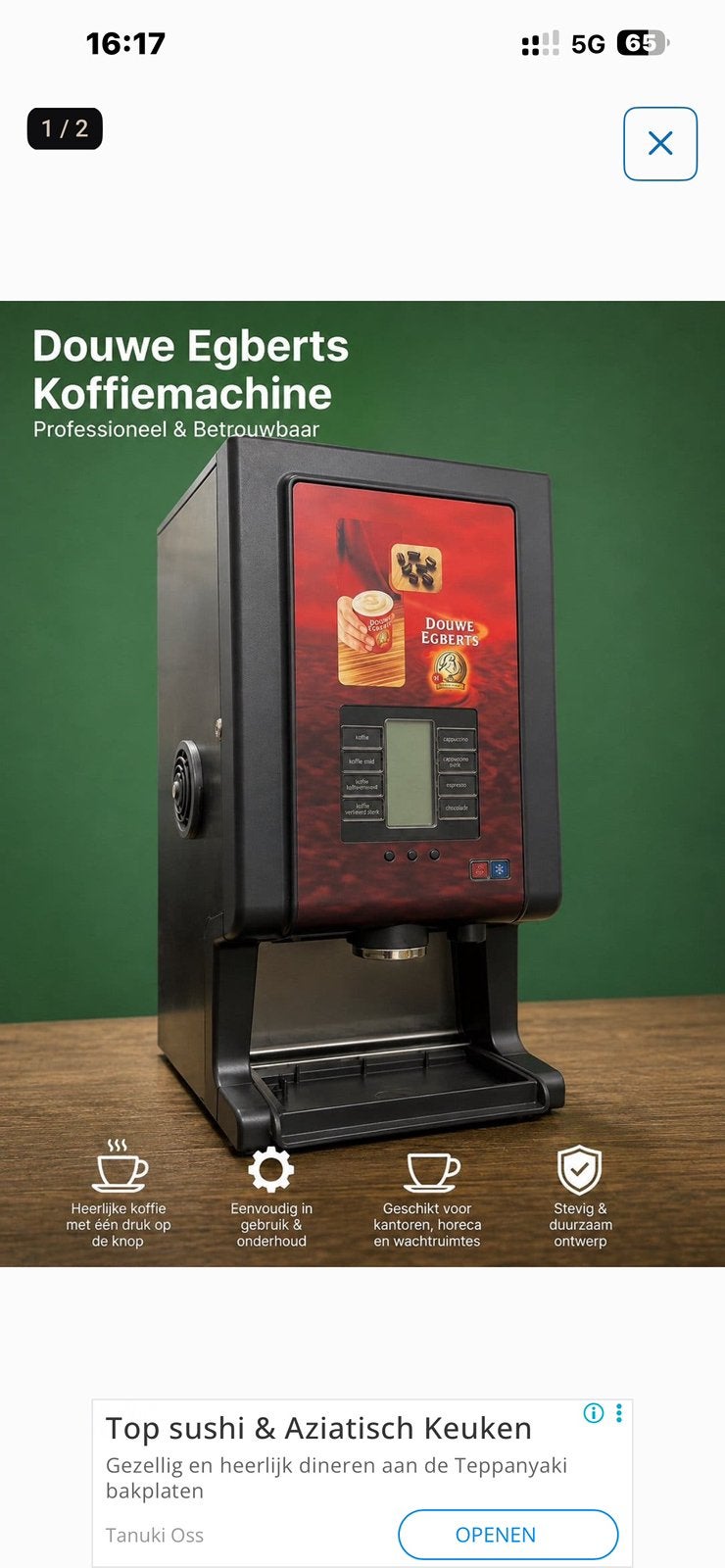 Douwe egberts instant Koffiemachine, Ophalen, Zo goed als nieuw, Met sleutels