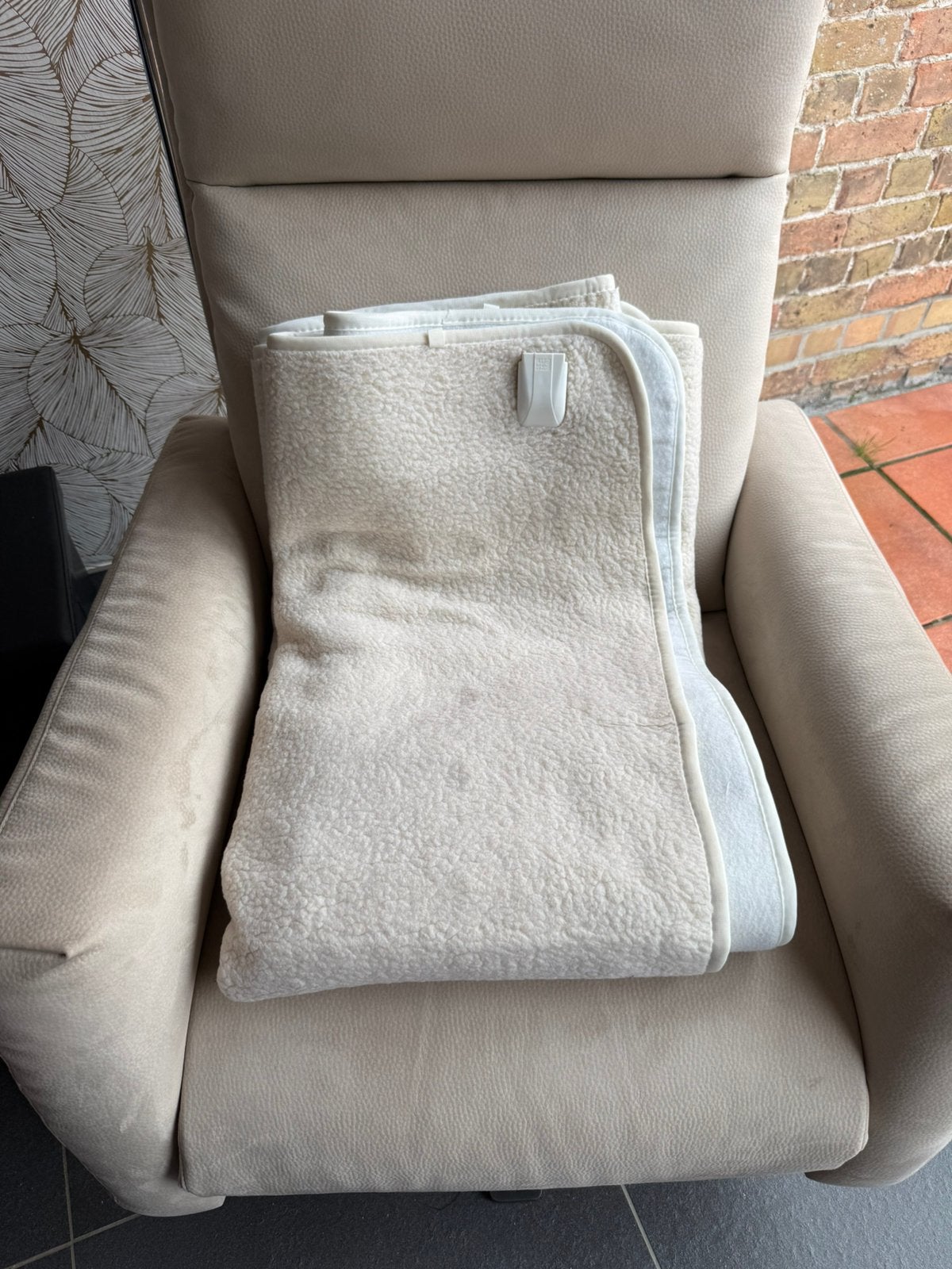 Couverture chauffante électrique pour 2 personnes, Enlèvement, Utilisé, Beige, Textile