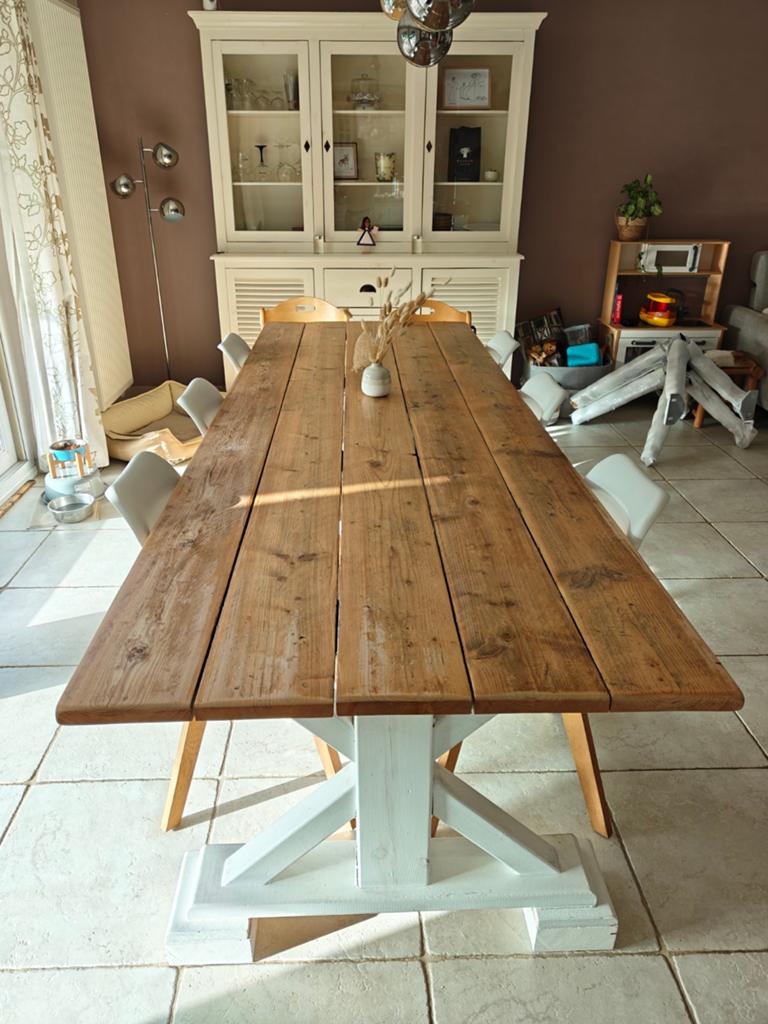 Belle grande table bois massif 10 à 12 personnes 275 cm, Maison & Meubles, Enlèvement, Pin