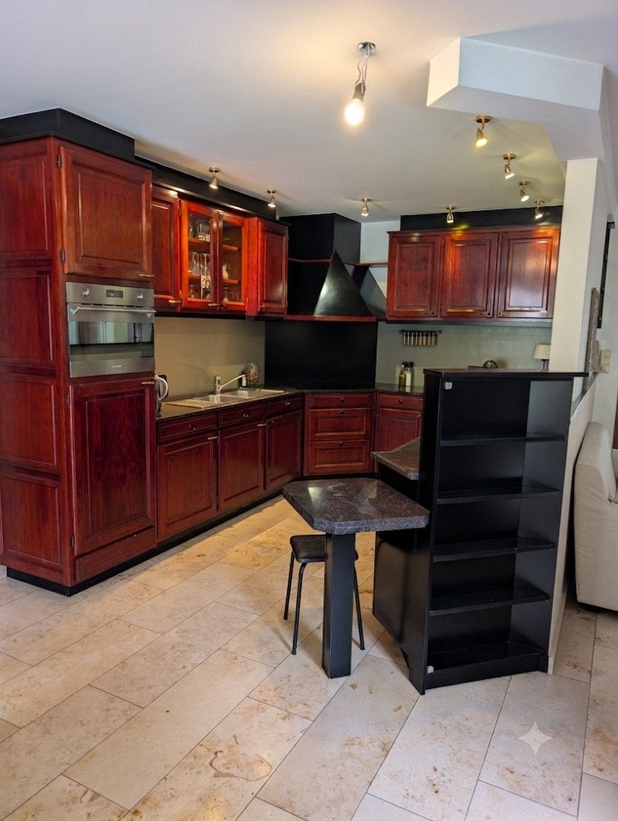 Complete keuken (massieve kerselaar met granieten blad), Huis en Inrichting, Ophalen, Gebruikt