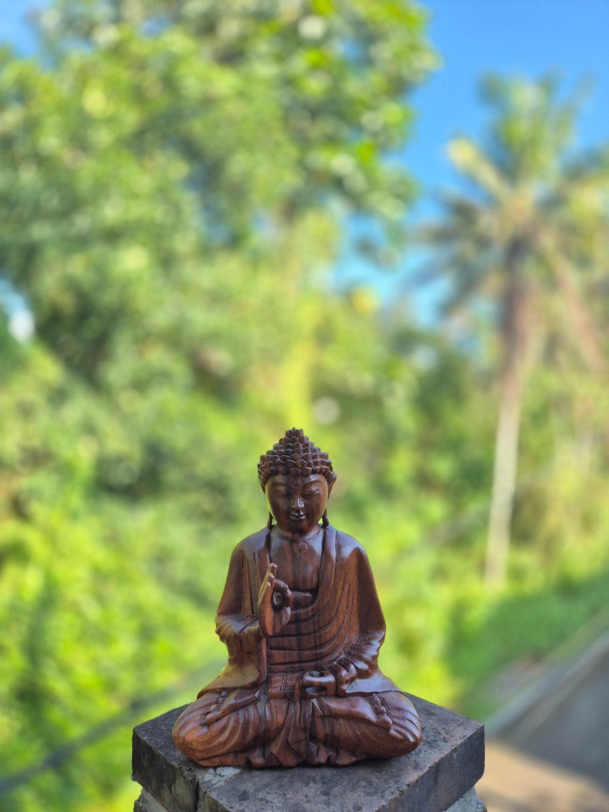 houten Boedha uit Bali - 23cm, Ophalen of Verzenden, Hout