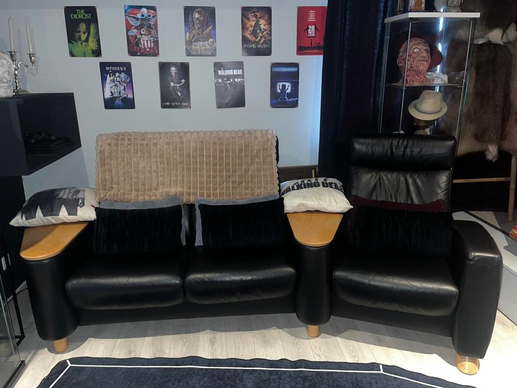 Canape style cinéma, Maison & Meubles, Canapés | Coins salons complets, Comme neuf, Bois, Cuir, Enlèvement ou Envoi